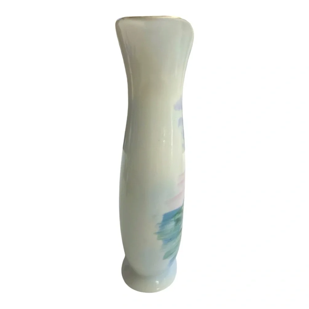 Vintage UCAGCO Japan Hand Painted Sailboat Ceramic Water Pitcher Vase 1950s